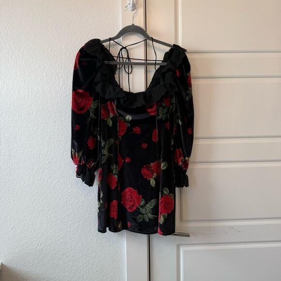 For Love & Lemons Yara Printed Velvet Mini Dress - Picture 4 of 8